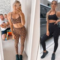 2pcs Sports Set y Women Leopard Print Gym Set Sportswear Seamless Fitness Top High Waist Leggings Women Tracksuit