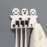 Toothbrush Holder Smiley Rack Wall Mounted Organizer Storage Hooks Multipurpose