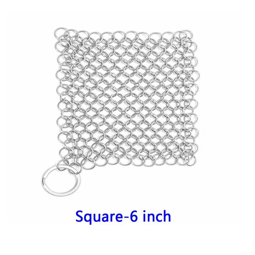 Cast Iron Cleaner Stainless Steel Chainmail Scrubber With Hanging Hole  Tableware Cleaning Tool Kitchen Supply 