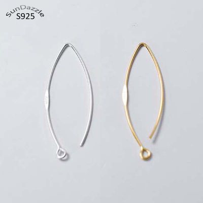Genuine Real Solid 925 Sterling Silver Earring Hooks Gold Ear Wire Settings for Making Earrings Jewelry Findings Components 30mm