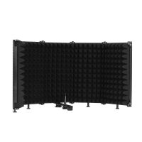 [ammoon]Microphone Isolation Shield Tabletop Sound Absorbing Foam Reflection Filter Mic Soundproof Shield with 3/8-inch Female to 5/8-inch Male Screw Adapter for Audio Recording Singing Studio (5-Panel)