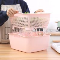 [COD] Net red fruit plate double-layer washing basket drain basin kitchen living room plastic storage vegetable