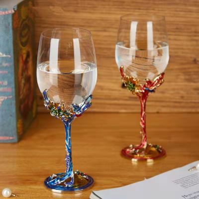 【CW】✐♚№  Enamel Goblet Drinking Glasses Glass Cups for Wine Set Wineglass Cup Luxury Whiskey Bar