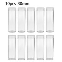 10pcsSet 30mm Coin Storage Tube Plastic Transparent Portable Tube Holder Clear Round Cases Coin Storage Box
