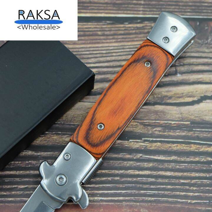 raksa-wholesale-nb024-black-brown-มีดพับ-มีดพก-มีดเดินป่า-italian-knives-italian-stiletto-knife-folding-knife-3cr13-ขนาด-22-5cm-มีที่เหน็บ