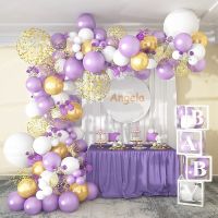 （koko party supplies）105ชิ้น M Acaron BalloonsArchPurple ทอง MetalGlobos สำหรับวันเกิดงานแต่งงานบอลลูนเด็กอาบน้ำตกแต่ง