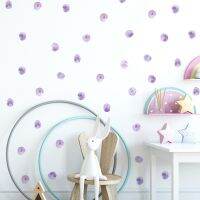 HUNFUL PVC DIY ลายจุดสีน้ำห้องเด็กทารก Hiasan Kamar หน้าต่างเครื่องประดับรูปลอกสีน้ำภาพจิตรกรรมฝาผนังสติกเกอร์ตกแต่งผนังการตกแต่งบ้าน