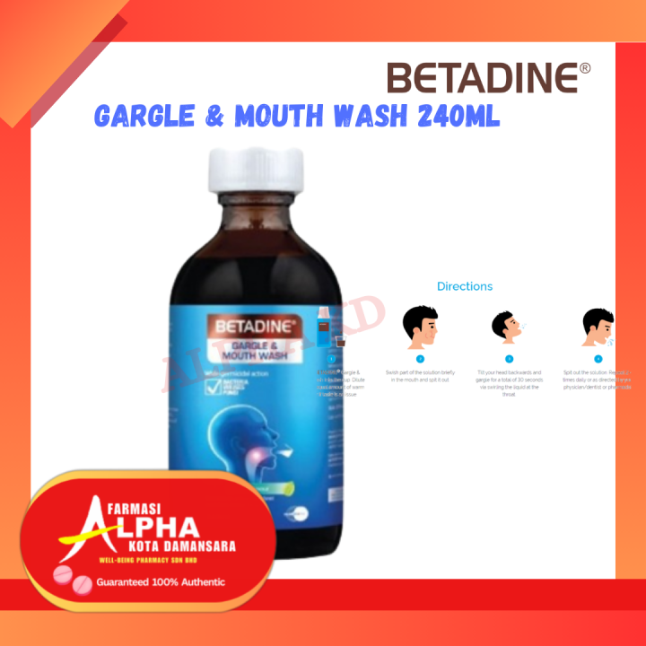 Betadine Gargle & Mouthwash 240mL Helps Stop Sore Throat Fast Lazada