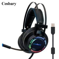 Cosbary 7.1 Surround Gaming Headset 50mm Wired USB Headphone with Microphone Colourful LED for PC Computer Laptop Windows 7/8/10