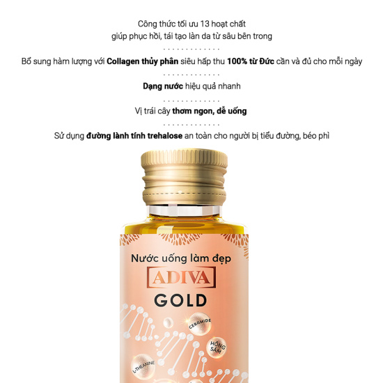 Combo 03 hộp nước uống làm đẹp gold adiva collagen 14 lọ x hộp tặng 1 hộp - ảnh sản phẩm 3