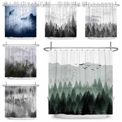 【CW】❅☜  Mountain Shower Curtain Landscape Curtains Polyester Fabric With Hooks