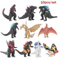 ของเล่นก็อดซิลล่า10ชิ้นรูปปั้นหุ่น Ghidorah Mothra Anguirus กษัตริย์ของขวัญที่เป็นของเล่นเด็ก10ชิ้น