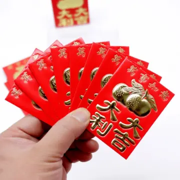 6 Pcs Chinese Red Envelope with Feng Shui Ancient Coins Traditional Money  Packet