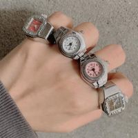 Finger Watch Rings Men Women Mini Elastic Strap Alloy Watches Couple Rings Jewelry Retro Roman Quartz Clock Ring Punk Gothic