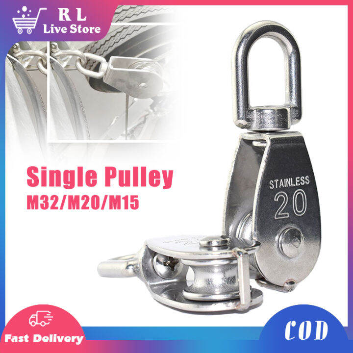 Single Pulley M15 M20 M32 Stainless Steel Single Wheel Swivel Pulley