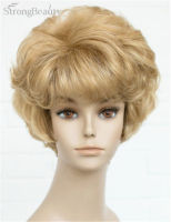 Strong Beauty Short Curly Golden Blonde Synthetic Hair Full Capless Wig