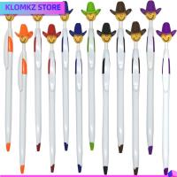 KLOMKZ 28 Pcs หมวกคาวบอย ปากกาน่ารักๆ พลาสติกสำหรับตกแต่ง ปากกาแปลกใหม่ ของขวัญสำหรับเด็ก ปากกาส่วนตัว ออฟฟิศสำหรับทำงาน