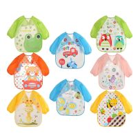 【CC】 0-3Y Baby Bibs Animals Sleeve Apron Boys Feeding Smock Bib Child Painting Clothing Bandana