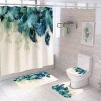 Peacock Feather Shower Curtain Leaf Elegant Gift With Non Slip Rug Mat Bathroom Curtain Waterproof Polyester Home Decor 180x180