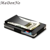 Rfid Card Holder Wallets Men Women Slim Thin Metal Minimalist Wallet Male Money Bags Purse Black Small Purse Walet for Men 2021