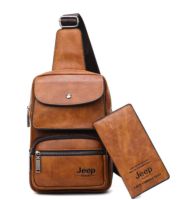 ✎ New jeep chest bag mens casual mens shoulder bag Messenger bag Korean version of the trendy soft leather small backpack across the chest bag