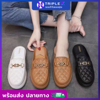 TripleX? รองเท้าผู้หญิง รองเท้าแตะ พื้นนุ่ม ใส่สบายเท้า รองเท้าลำลองสไตล์เกาหลี รอบหัว สินค้าในไทย ราคาถูก สินค้ามีพร้อมส่ง ส่ง