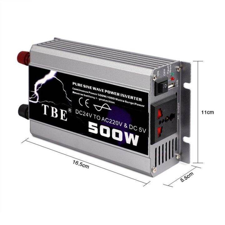 ราคาโรงงาน-tbe-inverter-pure-sine-wave-power-inverter-500w-dc-24v-เครื่องแปลงไฟรถยนต์-24v-เป้นไฟบ้าน-220v-อินเวอร์เตอร์ชนิดคลื่นไฟนิ่ง