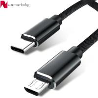 ANMARKOHG สายถัก การ QC4.0 OTG อะแดปเตอร์ สาย USB Type C ถึงไมโคร USB สายข้อมูล ชายกับชาย ชาร์จเร็ว