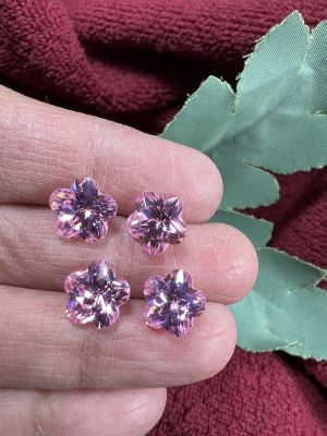 CZ AMERICAN DIAMOND PINK 9X9  พลอย เพชร รัสเซีย AAA   PINK ดอกไม้ 9.00 มม (1 เม็ด) CUBIC ZIRCONIA CZ FLOWER SHAPE 9.00 MM (1PCS)