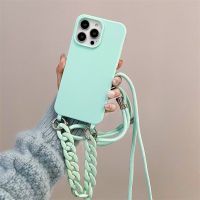 เคสโทรศัพท์ลายโซ่หินอ่อนสร้อยคอสายคล้องแบบคาดตัวสุดหรูสำหรับ iPhone 15 Pro Max 15 Plus 14 Pro Max 14 Plus 13 Pro Max 13 Mini เคสด้านหลังซิลิโคนเนื้อนิ่ม TPU