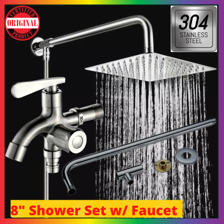 B&L Escapade Authentic 8' Shower Set Stainless Steel with Shower Hose