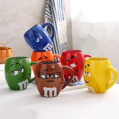 New Office 600ml M&amp;M Bean Large Capacity Breakfast Milk Coffee Mug CupThe best cute creative gift for your partner and family