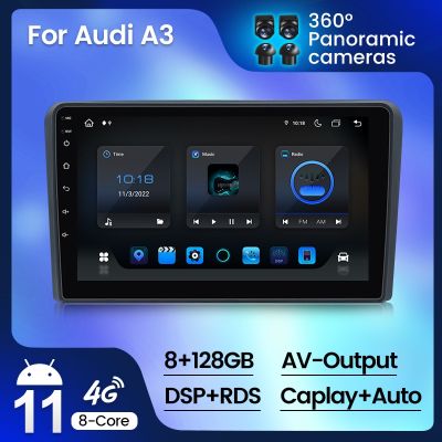 2Din 8G 128G สำหรับ A3 Audi 8P 2008-2013ระบบนำทางเครื่องเล่นภาพเคลื่อนไหวหลายชนิดวิทยุติดรถยนต์ Android No Dvd Carplay WIFI 4G IPS SWC