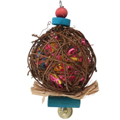 Large Bird Chewing Toys for Parrots Natural Rattan Ball Cage Toy Preening Toy for Bird Parrot African Greys Budgie Cockatiel Parakeet Lovebird Cage Toy