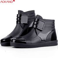 ~ AOKANG ผู้ชายใหม่แฟชั่น low-top รองเท้ากันน้ำลื่นรองเท้า low-top ขัดรองเท้ากันน้ำฝนรองเท้าสองสี