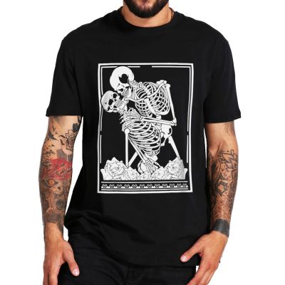 Vintage Tarot Card Astrology Skeleton T Shirt Funny Skull Horror Cartoon Gift Tee Tops Casual Summer Cotton Eu Size T-Shirts 【Size S-4XL-5XL-6XL】