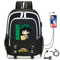 My Hero Academia Izuku กระเป๋าเป้สะพายหลังพร้อมพอร์ตชาร์จ USB น่ารัก MHA คอสเพลย์ Bookbag สำหรับชายหญิงของขวัญโรงเรียน Mochila