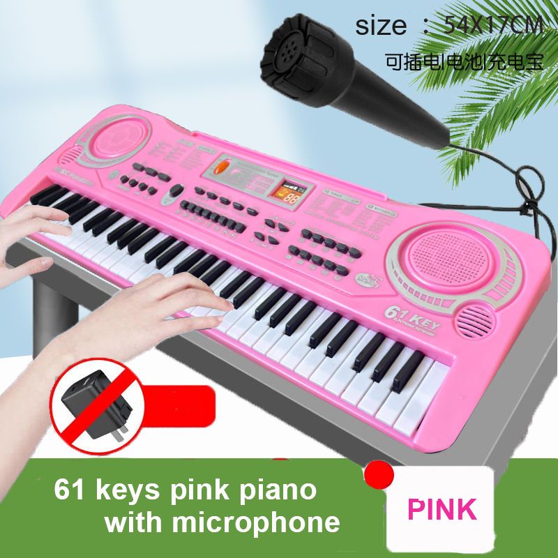 Girls First Birthday Gift Toddler Toy for 1 2 3 Year Old Baby Present Musical Keyboard Kids Instrument with Microphone Sound Toy Pink 