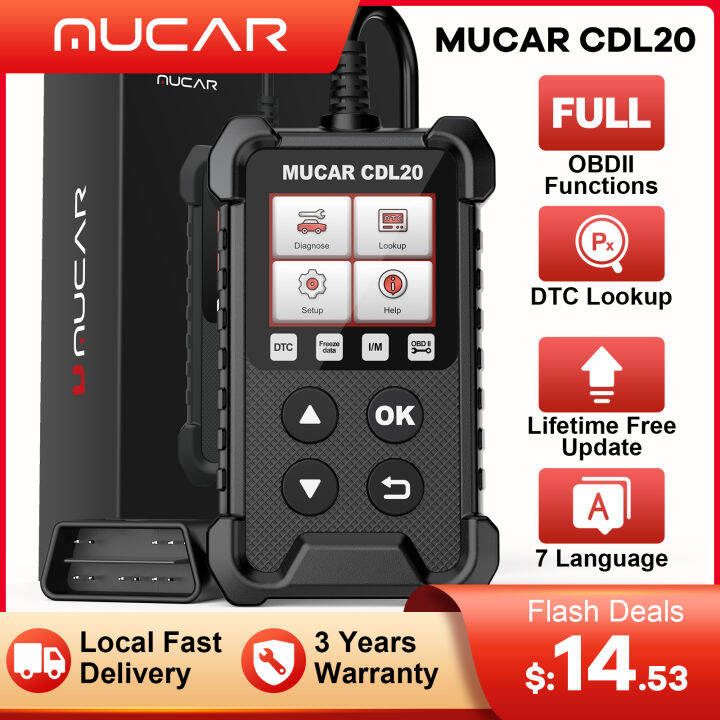 MUCAR CDL20 Obd2 Car Auto Diagnostic Tools Lifetime Free Obd 2 Scanner ...
