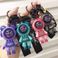 Cartoon Cute Lightning Bear Keychain Astronaut Bear Doll Keyring Bag Pendant Couple Car Keyholder Creative Bag Charm Accessories Key Chains