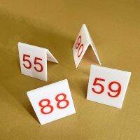 5 Pcs Double Sides White Acrylic Table Numbers Signs Plates Restaurant Cafe Bar Place Table Desk Marker Label Digit Card Holder