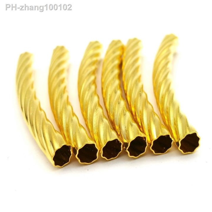 20pcs-46mm-long-4x5mm-hole-screwed-gold-on-brass-curved-tubes-pipes