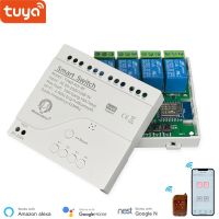 Tuya สวิตช์ Wifi อัจฉริยะ4ช่อง85-250V,แอป RF433การควบคุมระยะไกล,บลูทูธ,Inching,ล็อคตัวเอง,อินเตอร์ล็อค,ทำงานร่วมกับ Alexa