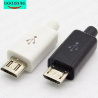 1/2/5 PCS Micro USB 5PIN Welding Type Male Plug Connectors Charger 5P USB Tail Charging Socket 4 in 1 White BlackWires Leads Adapters