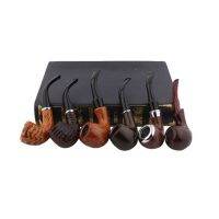 【CC】 6 Pcs/Set Classic Wood Resin Tobacco Pipes Best for Grandfather Boy Friend Father