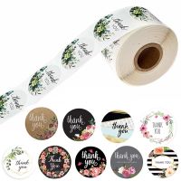 10 Style 50Pcs/wad  Floral Thank You Stickers 1 inch Round seal label handmade scrapbooking Envelope stationery sticker Stickers Labels
