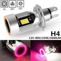 ไฟหน้า H4 9003หลอดไฟไฟหน้ารถมอเตอร์ไซค์แบบ LED HB2สูง/ต่ำตาแดง6000K 12-80V 1ชิ้น