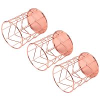 Rose Gold Pen Holder Set of 3,Metal Rose Gold Pencil Holder for Dorm &amp; Office,Desk Organizer Makeup Brush Cup