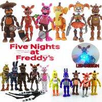 แอ็กชันฟิกเกอร์ Dghbsfhbd 6ชิ้น/5ชิ้นชุด FNAF ห้าคืนที่เฟร็ดดี้ไฟ LED ของเล่นเด็กของขวัญ