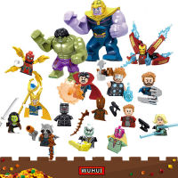 WUHUI 16PCS Marvel Superวีรบุรุษเอเวนเจอร์สตุ๊กตุ่นตัวเล็กอาคารชุดของเล่นบล็อกตัวต่อInfinityสงครามเหล็กThanos Hulkตุ๊กตาขยับแขนขาได้อาคารตัวต่อของเล่นเด็กของเล่นสำหรับชายหญิงแม่เหล็กรถไฟแบรนด์